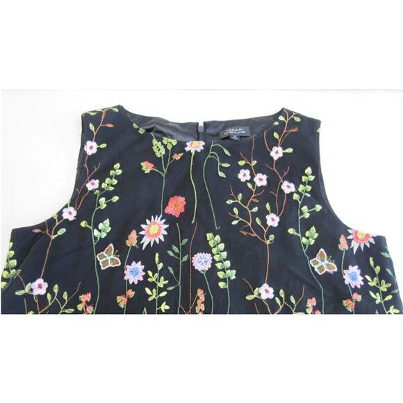 Tahari Floral Embroidered Black Shift Dress Size 12 NWT Wedding Guest - Picture 6 of 10